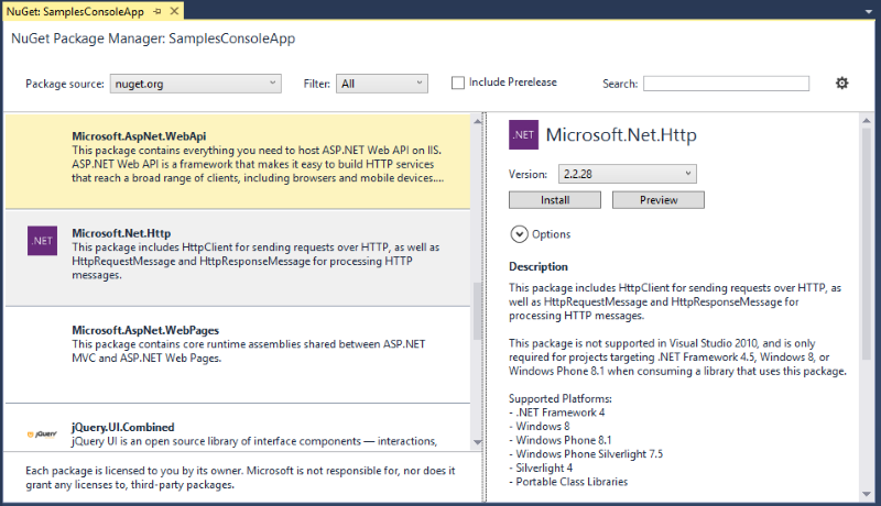 The new NuGet UI