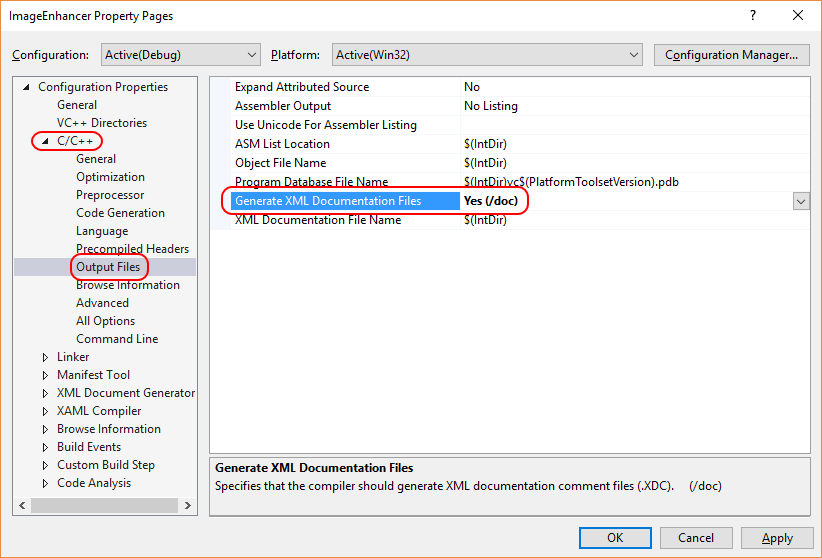 Setting Generate XML Documentation Files to Yes